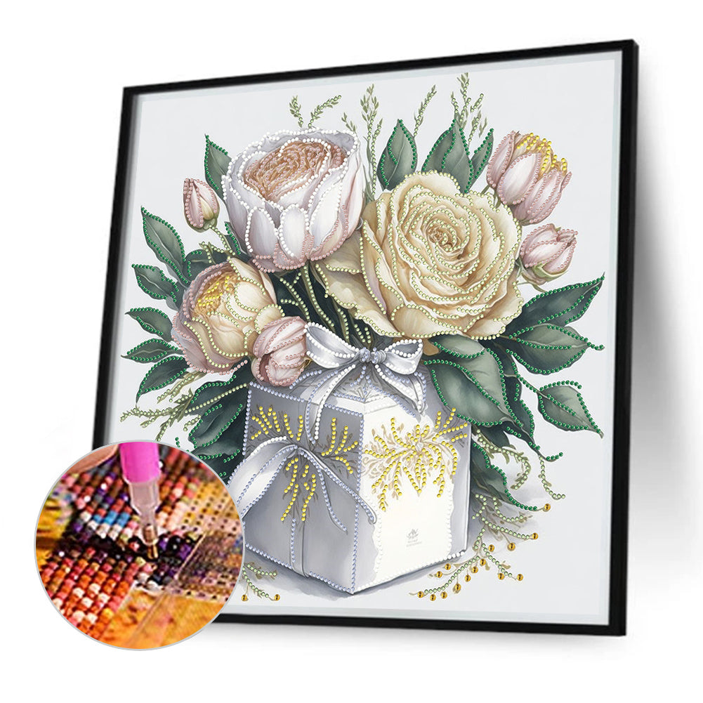 Flower Gift Box - Special Shaped Drill Diamond Painting 40*40CM