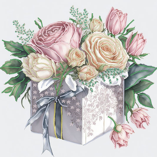 Flower Gift Box - Special Shaped Drill Diamond Painting 40*40CM