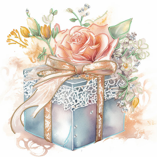 Flower Gift Box - Special Shaped Drill Diamond Painting 40*40CM