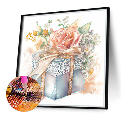 Flower Gift Box - Special Shaped Drill Diamond Painting 40*40CM