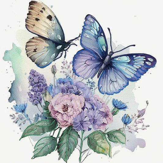 Flowers Butterfly - Special Shaped Drill Diamond Painting 40*40CM