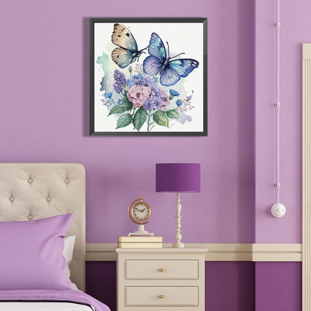 Flowers Butterfly - Special Shaped Drill Diamond Painting 40*40CM