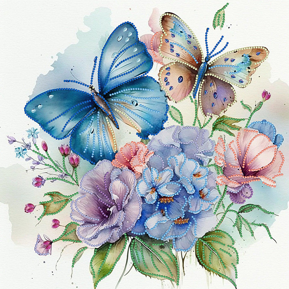 Flowers Butterfly - Special Shaped Drill Diamond Painting 40*40CM