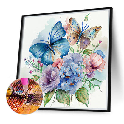 Flowers Butterfly - Special Shaped Drill Diamond Painting 40*40CM