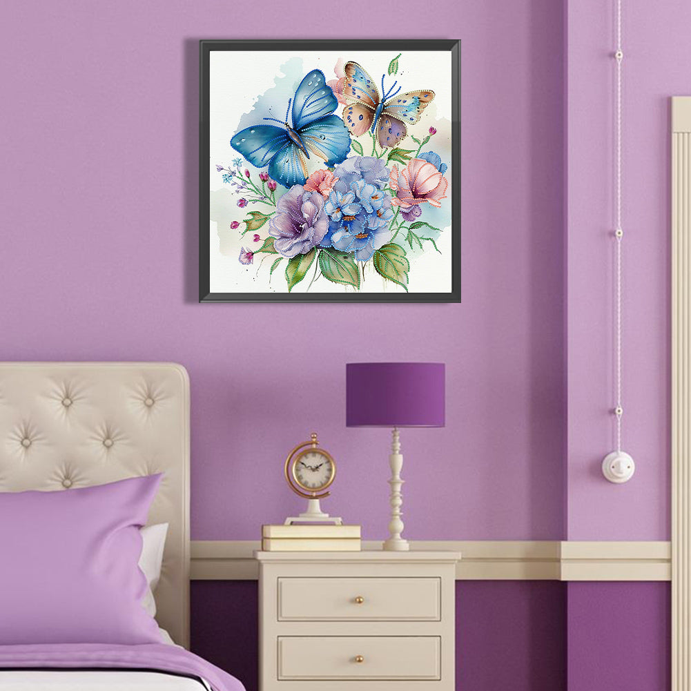 Flowers Butterfly - Special Shaped Drill Diamond Painting 40*40CM