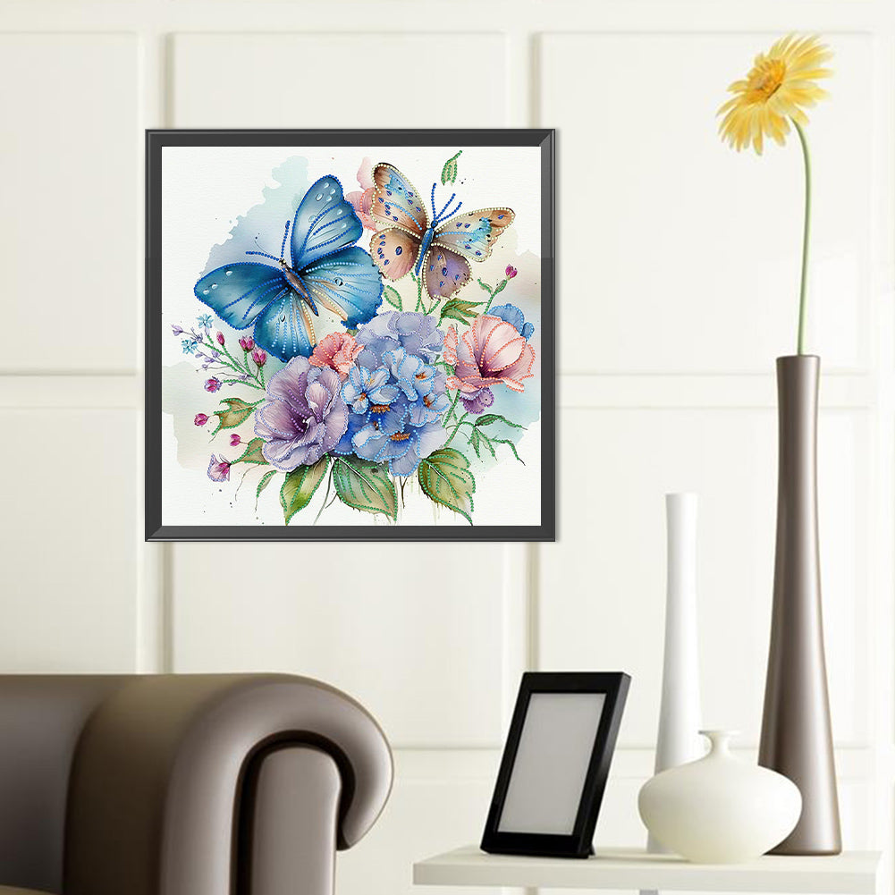 Flowers Butterfly - Special Shaped Drill Diamond Painting 40*40CM