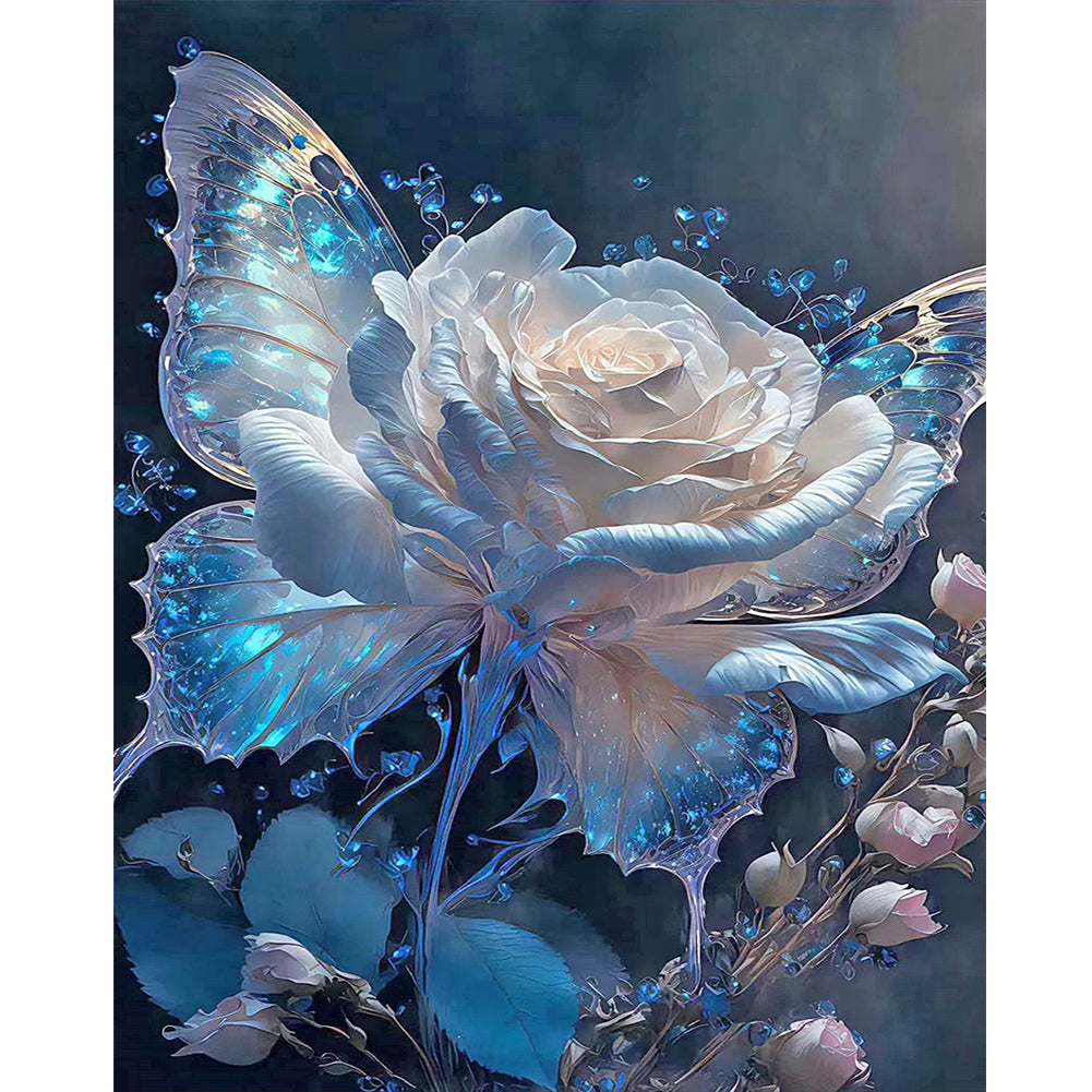 Butterfly Rose Flower - Full Round Drill Diamond Painting 40*50CM