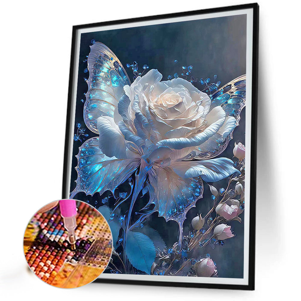 Butterfly Rose Flower - Full Round Drill Diamond Painting 40*50CM