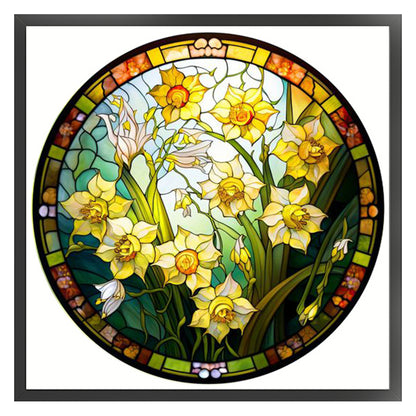 Glass Painting - Narcissus - 11CT Stamped Cross Stitch 40*40CM