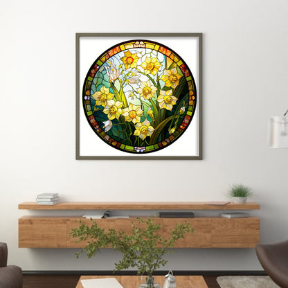 Glass Painting - Narcissus - 11CT Stamped Cross Stitch 40*40CM