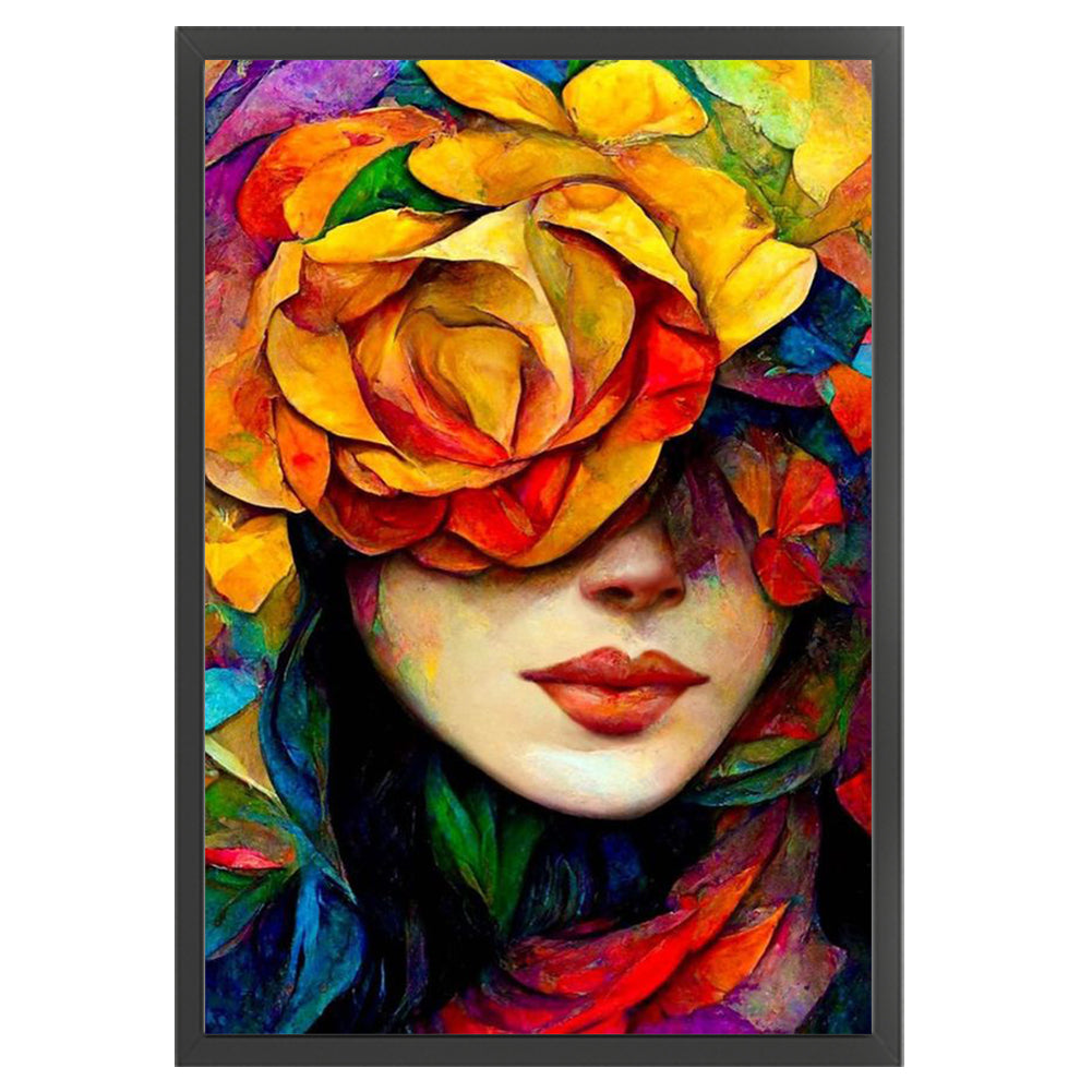 Woman Covering Face With Flowers - 11CT Stamped Cross Stitch 40*60CM