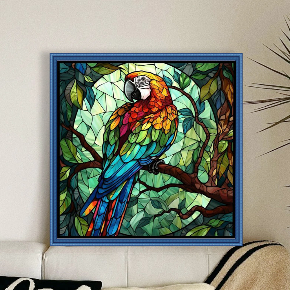 Glass Painting - Parrot - 11CT Stamped Cross Stitch 50*50CM