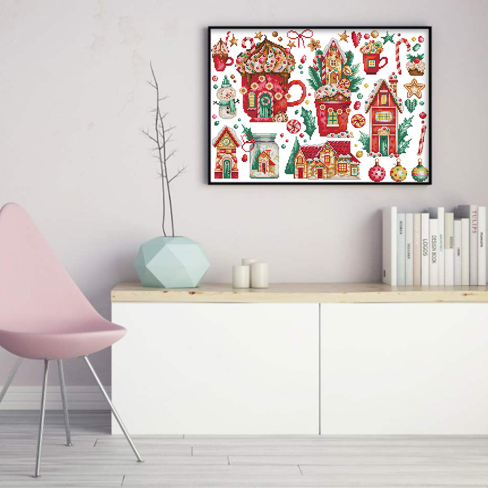 Celebrate Christmas - 16CT Stamped Cross Stitch 38*28CM(Joy Sunday)