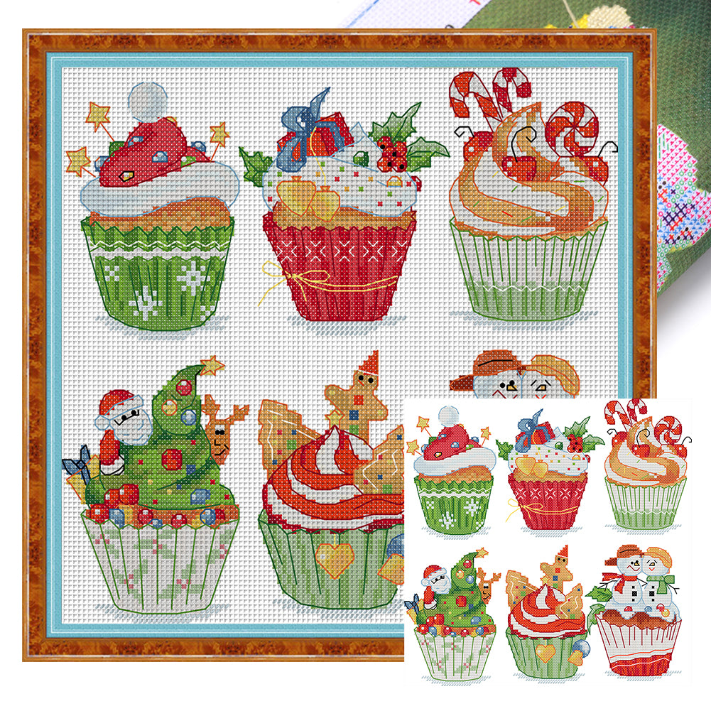 Christmas Cupcakes - 11CT Stamped Cross Stitch 36*35CM(Joy Sunday)