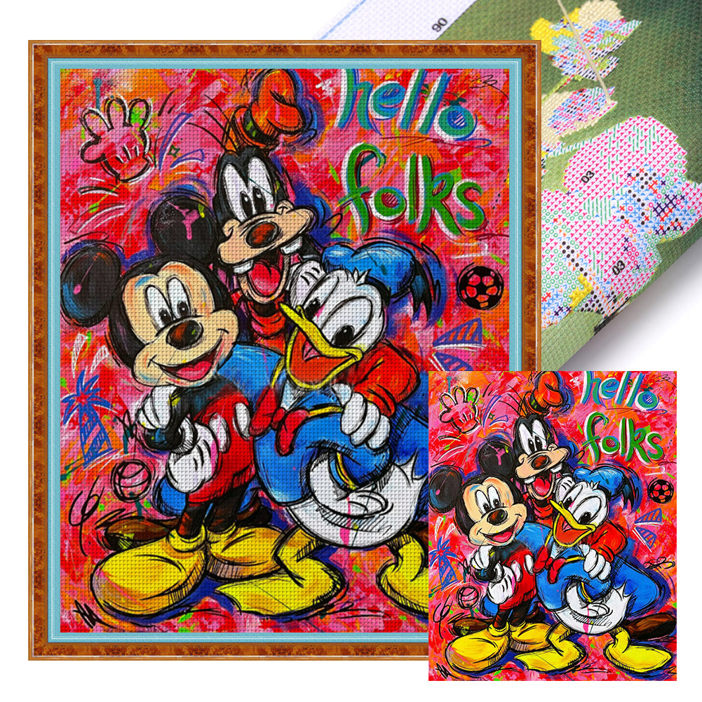 Mickey Donald Duck Goofy - 11CT Stamped Cross Stitch 40*50CM