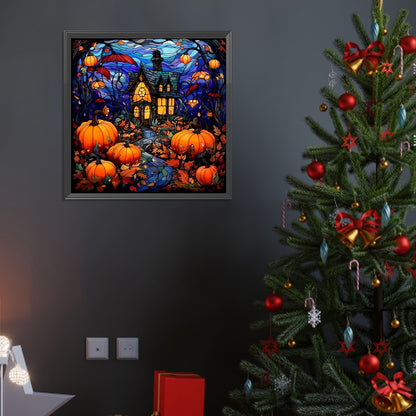 Glass Painting Pumpkin Castle - Full Round Drill Diamond Painting 40*40CM