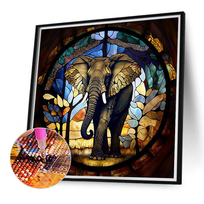 Glass Painting Elephant - Full Round Drill Diamond Painting 40*40CM