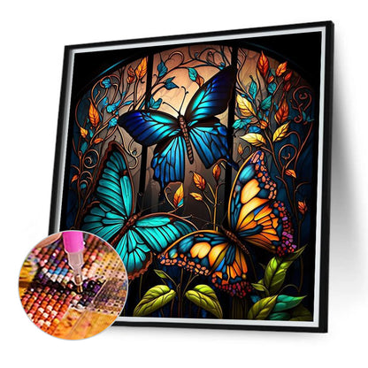 Glass Painting Butterfly - Full Round Drill Diamond Painting 40*40CM