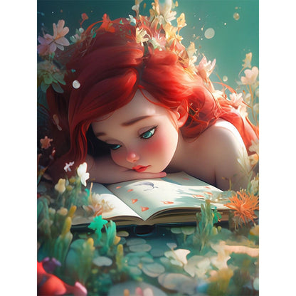 The Little Mermaid Reading A Book - 11CT Stamped Cross Stitch 50*65CM