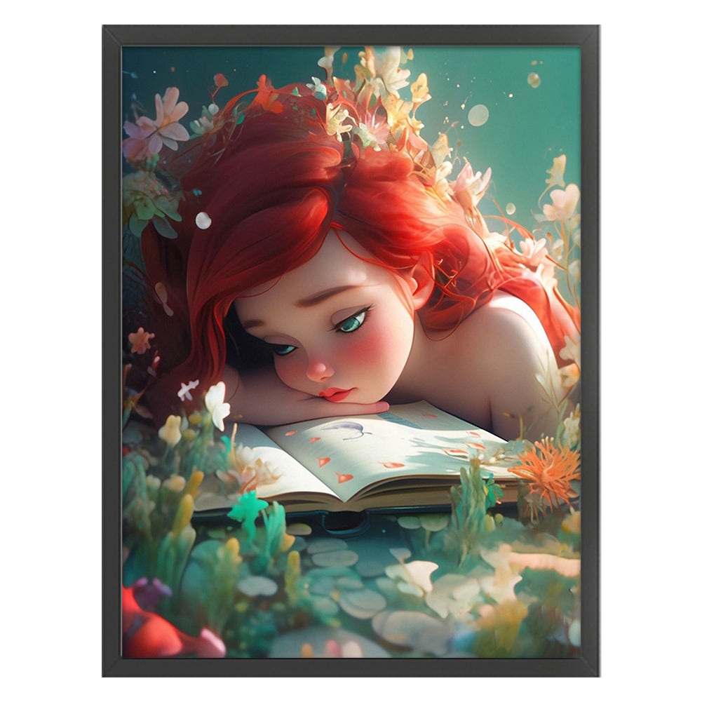 The Little Mermaid Reading A Book - 11CT Stamped Cross Stitch 50*65CM