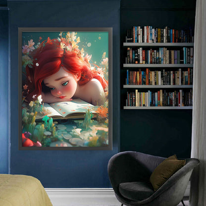 The Little Mermaid Reading A Book - 11CT Stamped Cross Stitch 50*65CM