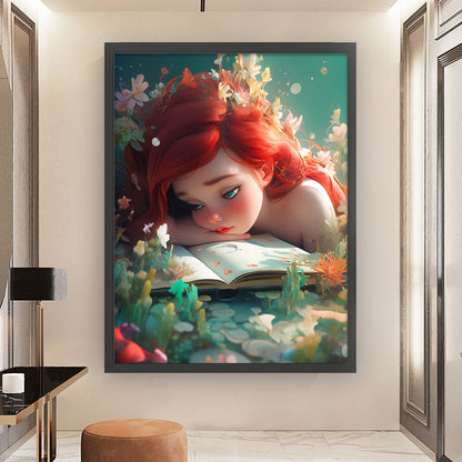 The Little Mermaid Reading A Book - 11CT Stamped Cross Stitch 50*65CM