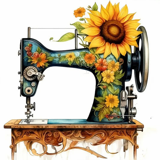 Sunflower Sewing Machine - Full Round Drill Diamond Painting 30*30CM