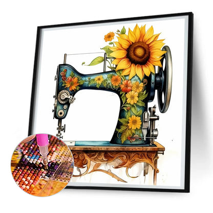 Sunflower Sewing Machine - Full Round Drill Diamond Painting 30*30CM