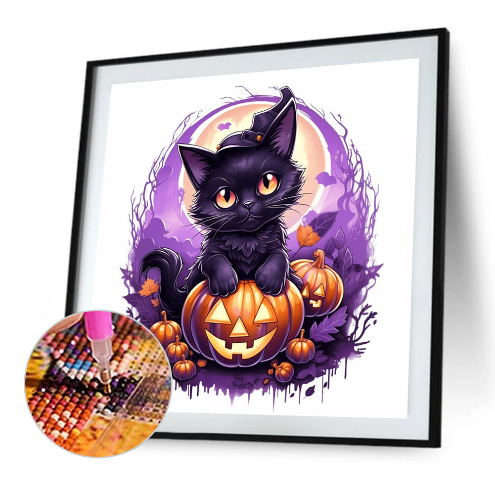 Halloween Cat Cat - Full Square Drill Diamond Painting 40*40CM