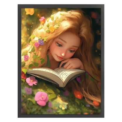 Blonde Girl Reading A Book - 11CT Stamped Cross Stitch 50*68CM