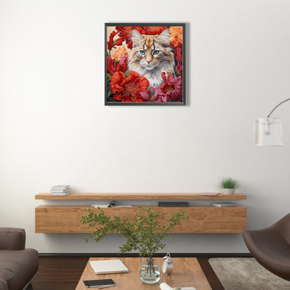 Flowers And Cats - Full Round Drill Diamond Painting 40*40CM