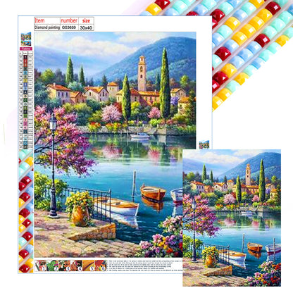 Lakeside Scenery - Full Square Drill Diamond Painting 30*40CM