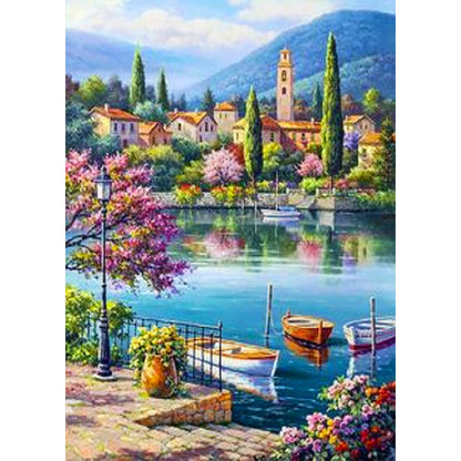 Lakeside Scenery - Full Square Drill Diamond Painting 30*40CM