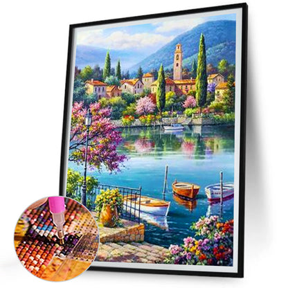 Lakeside Scenery - Full Square Drill Diamond Painting 30*40CM