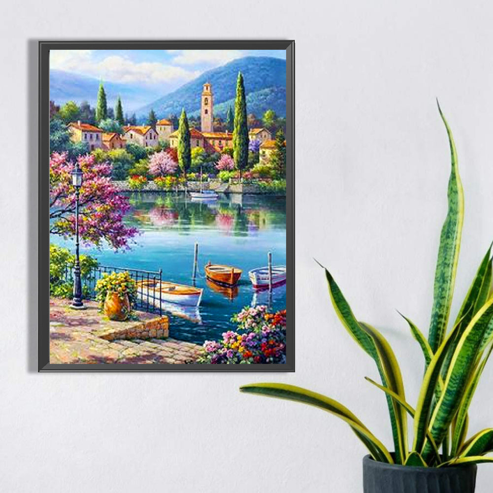 Lakeside Scenery - Full Square Drill Diamond Painting 30*40CM