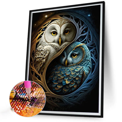 Yin Yang Owl - Full Round Drill Diamond Painting 40*55CM