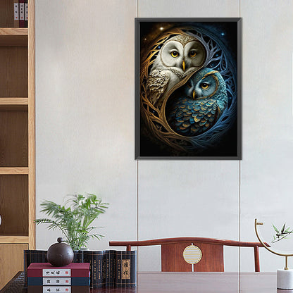 Yin Yang Owl - Full Round Drill Diamond Painting 40*55CM