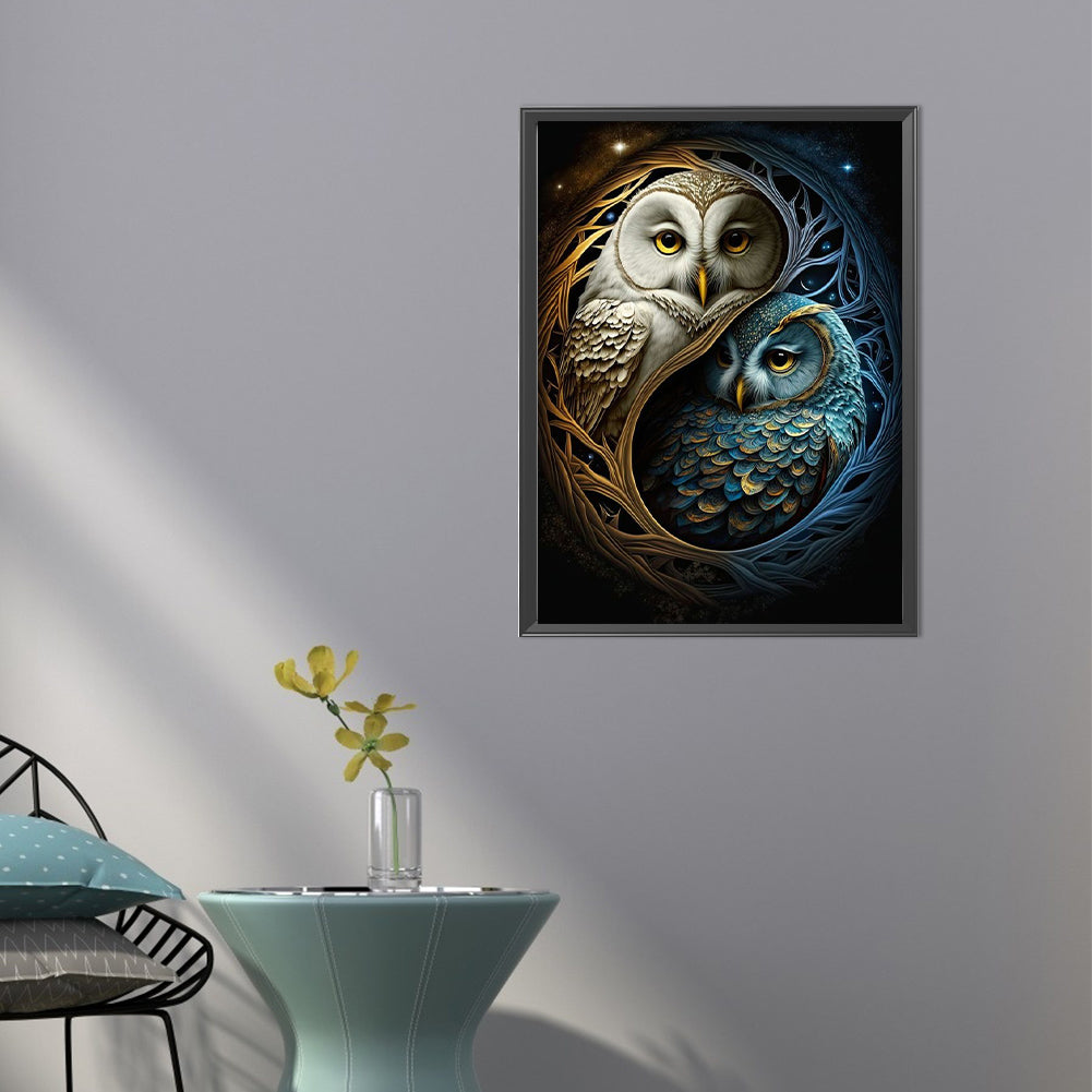 Yin Yang Owl - Full Round Drill Diamond Painting 40*55CM