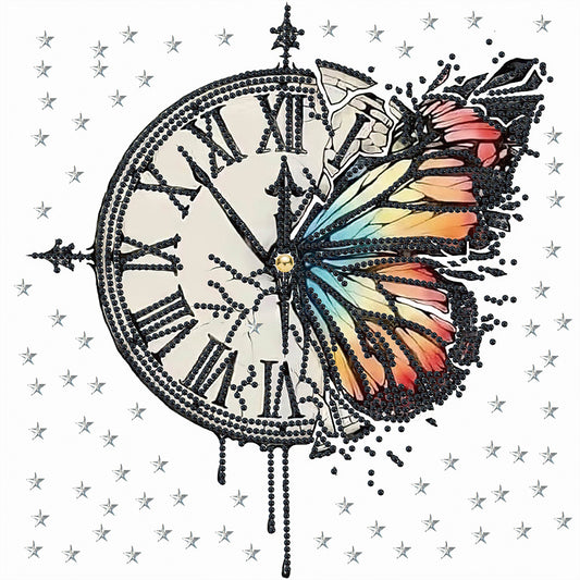 Butterfly Clock - Special Shaped Drill Diamond Painting 30*30CM