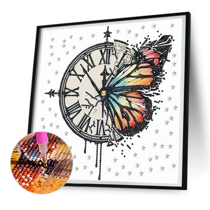 Butterfly Clock - Special Shaped Drill Diamond Painting 30*30CM