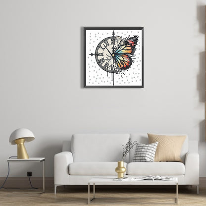 Butterfly Clock - Special Shaped Drill Diamond Painting 30*30CM