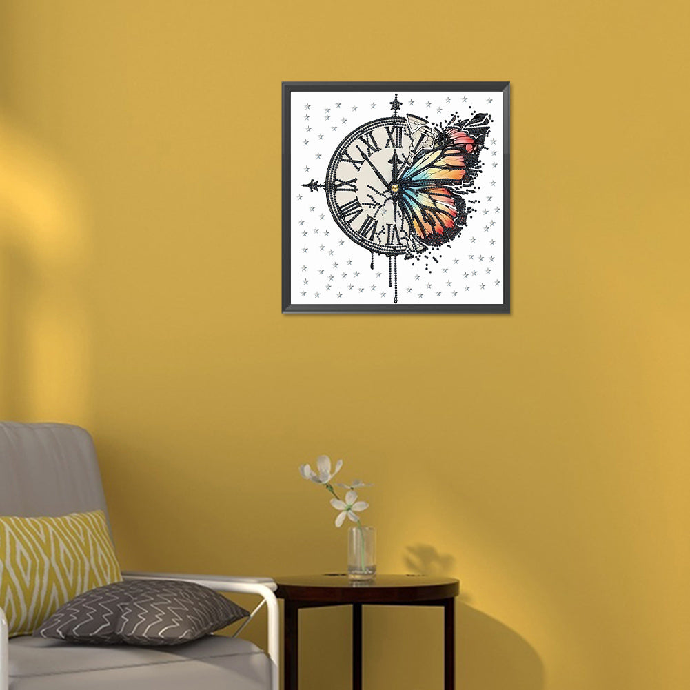 Butterfly Clock - Special Shaped Drill Diamond Painting 30*30CM