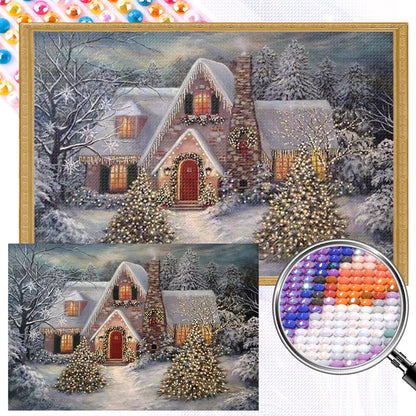 Christmas Cabin - Full AB Dril Round Diamond Painting 60*40CM