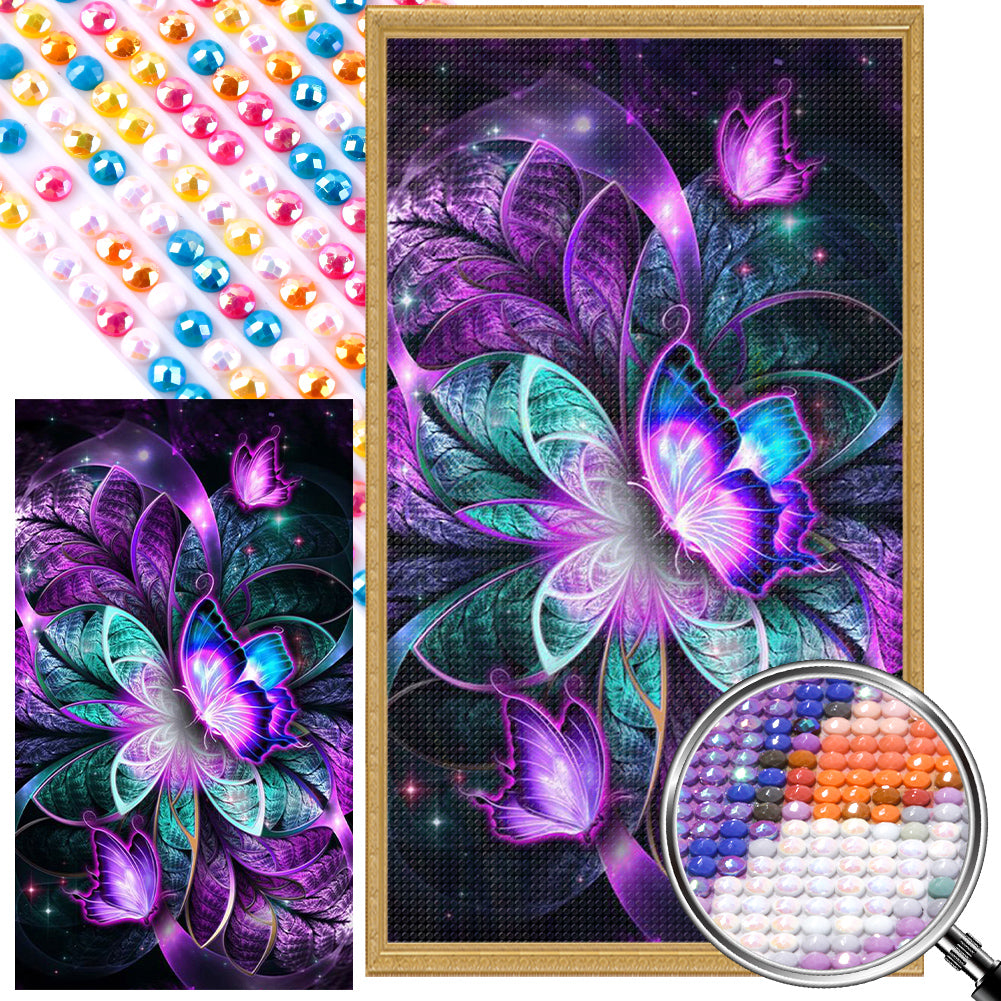 Fluorescent Butterfly - Full AB Dril Round Diamond Painting 40*70CM