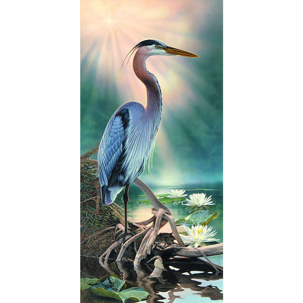 Crane By The Lake - Full AB Dril Round Diamond Painting 40*85CM