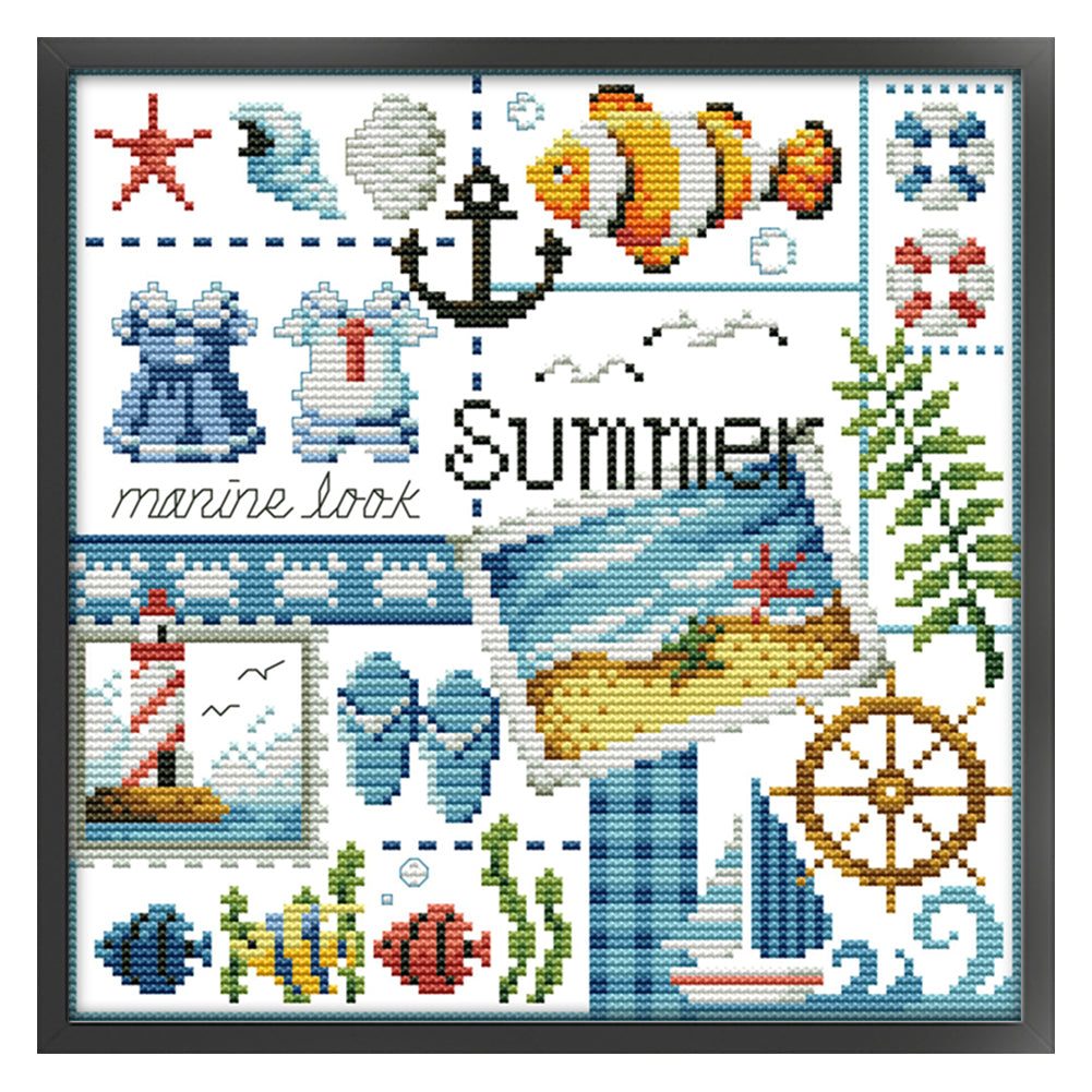 Summer Of Four Seasons - 11CT Stamped Cross Stitch 34*34CM(Joy Sunday)