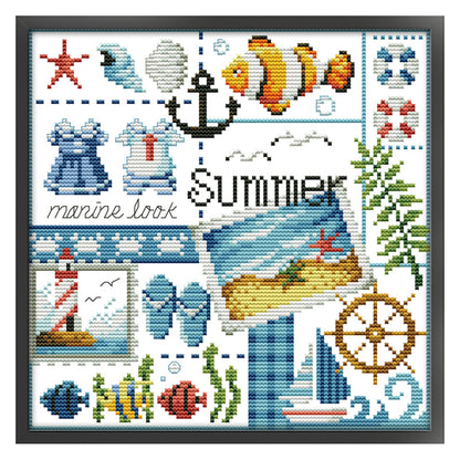 Summer Of Four Seasons - 11CT Stamped Cross Stitch 34*34CM(Joy Sunday)