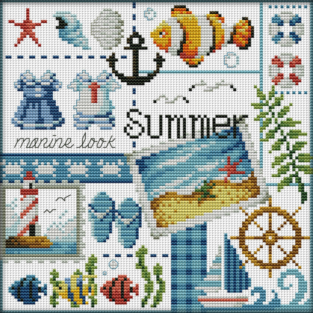 Summer Of Four Seasons - 11CT Stamped Cross Stitch 34*34CM(Joy Sunday)