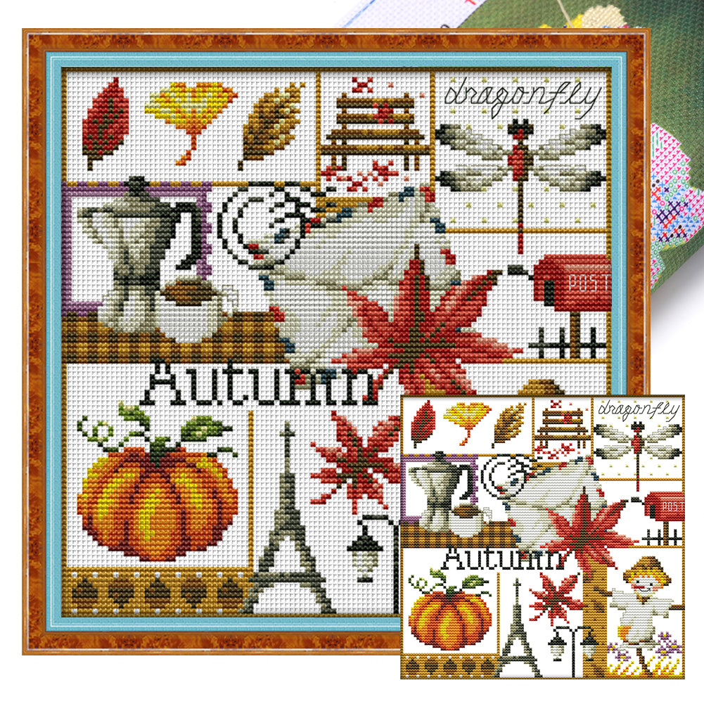 Four Seasons Of Autumn - 11CT Stamped Cross Stitch 34*34CM(Joy Sunday)