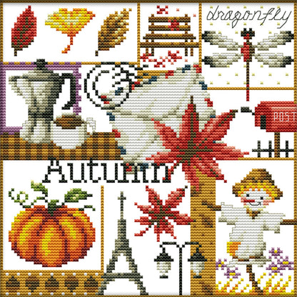 Four Seasons Of Autumn - 11CT Stamped Cross Stitch 34*34CM(Joy Sunday)